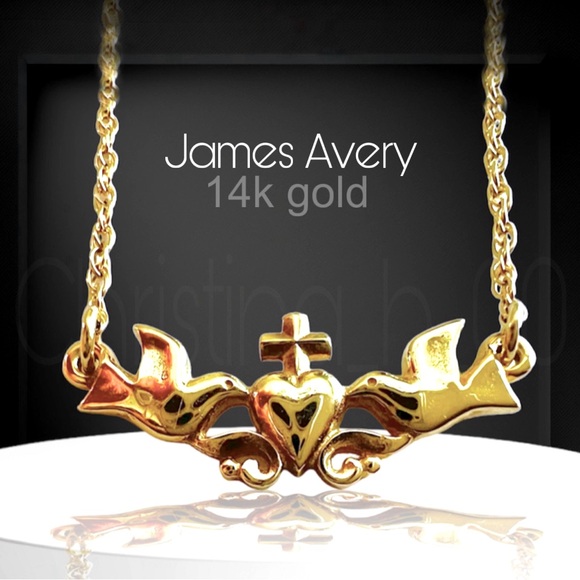 14k gold dove heart cross necklace James Avery retired and VERY RARE!